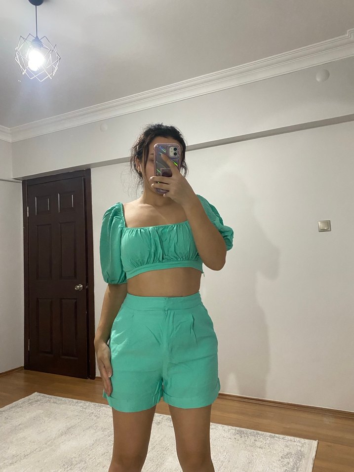 Yeşil Mini Crop Top - Görsel 2