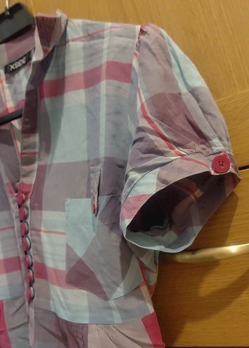 Düğmeli, Kısa Kollu Kadın Gömlek - Görsel 3