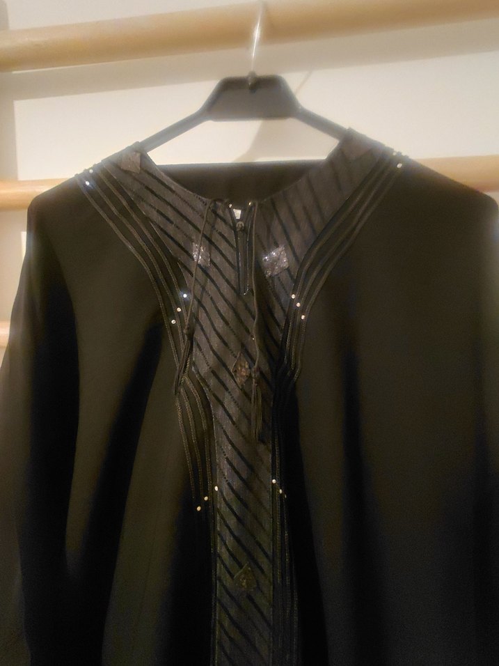 Siyah Drapeli Uzun Kadın Elbise - Görsel 3