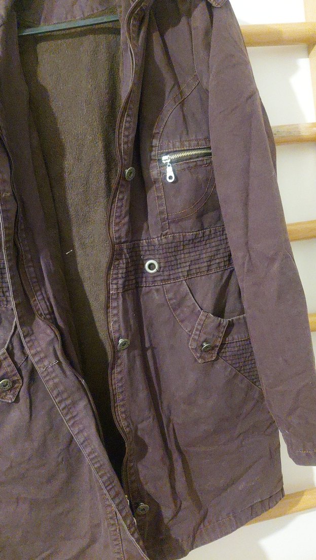 Düğmeli Kahverengi Süet Midi Ceket - Görsel 3