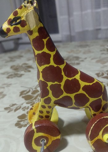 Tekerlekli Ahşap Zürafa Oyuncak - Görsel 3