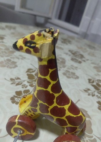 Tekerlekli Ahşap Zürafa Oyuncak - Görsel 2