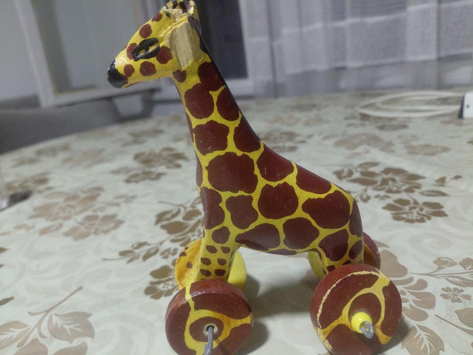 Tekerlekli Ahşap Zürafa Oyuncak - Görsel 3
