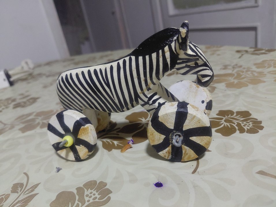 Tekerlekli Ahşap Zürafa Oyuncak - Görsel 4