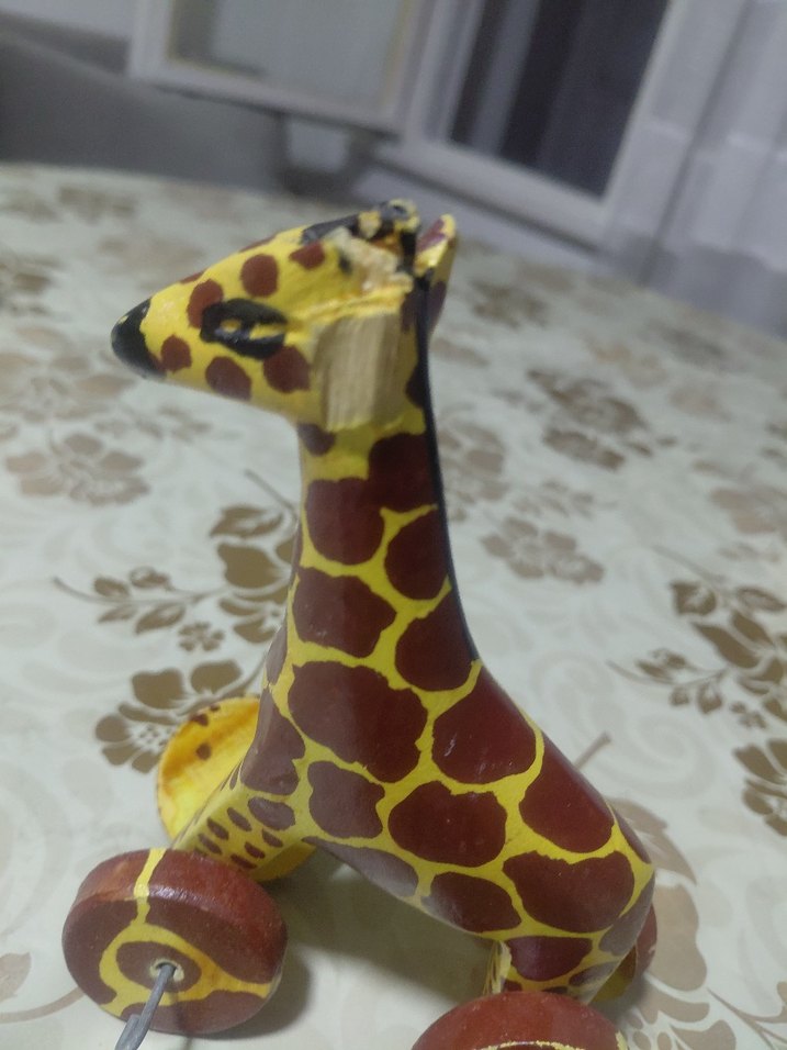 Tekerlekli Ahşap Zürafa Oyuncak - Görsel 2