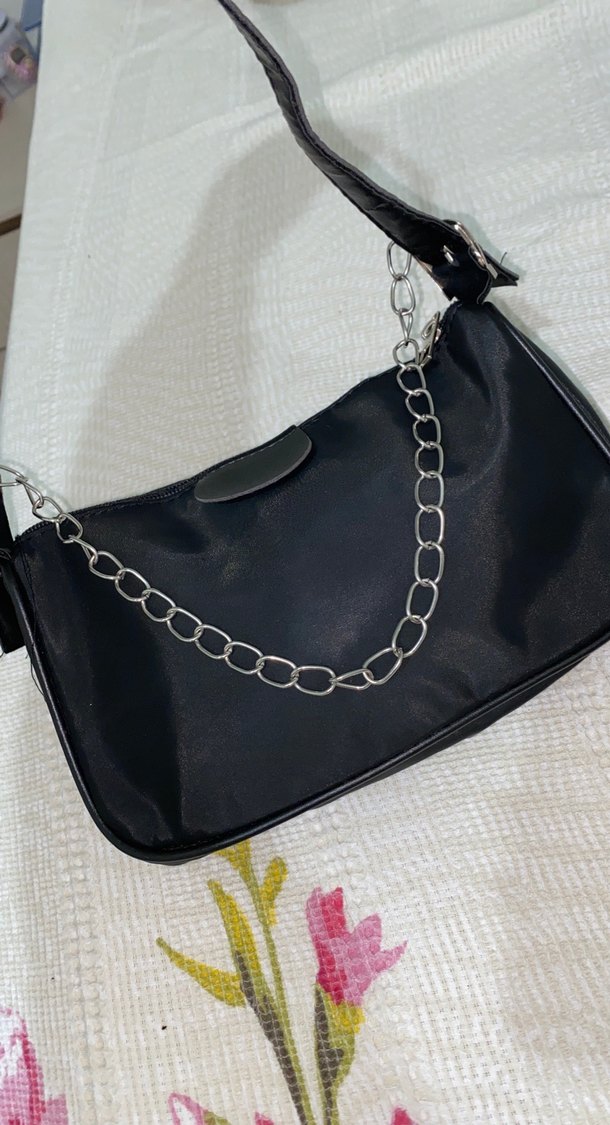 Zincir Detaylı Siyah Kadın Omuz Çantası - Görsel 2