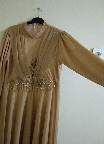 46 Beden camel Renk Abiye