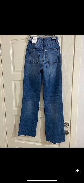 32 Beden mavi Renk Zara Etiketli Yüksek Bel Wide Leg Jean