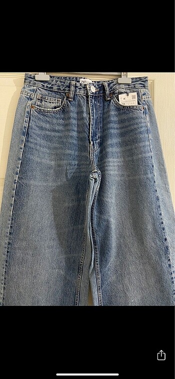 Zara Zara Orta Bel Wide-Leg Jean