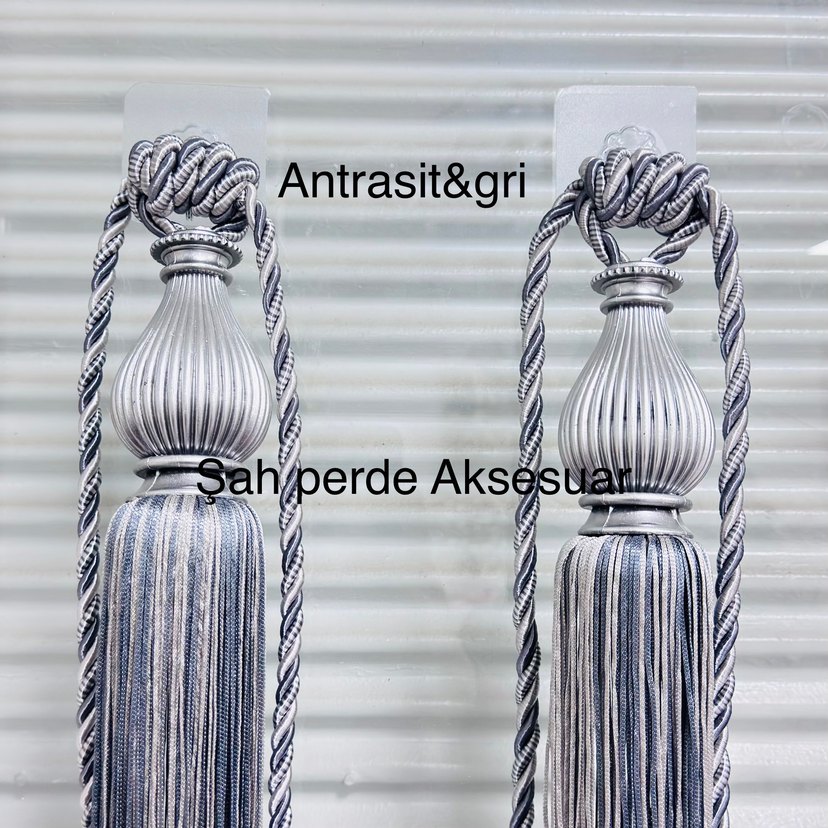 Siyah Parlak Yılan Desenli Perde Aksesuarı - Görsel 3