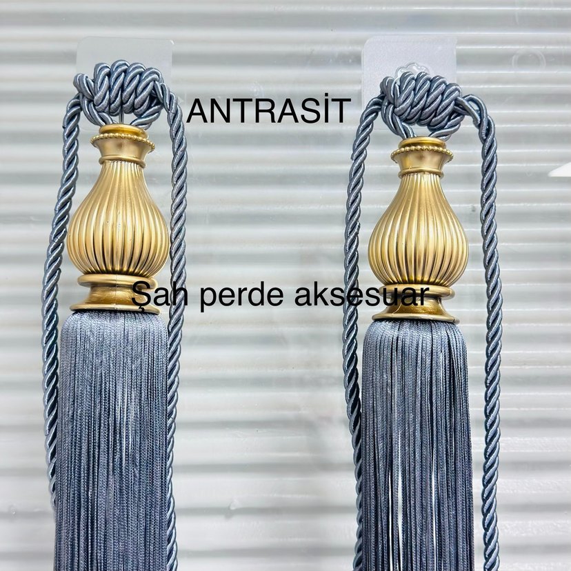 Altın Renkli Nakışlı Perde Bağı - Görsel 4