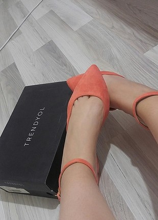 40 Beden turuncu Renk kalın topuk ayakkabı