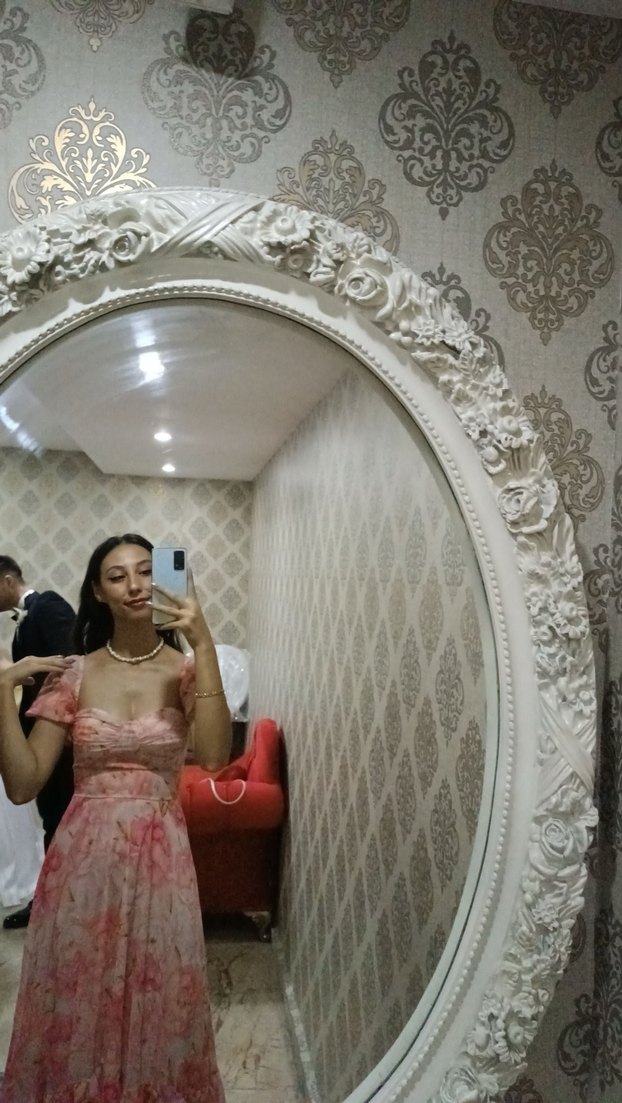 Pembe Transparan Straplez Midi Elbise - Görsel 2