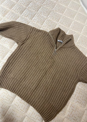 Kadın Kahverengi Balıkçı Yaka Triko Kazak - Görsel 3