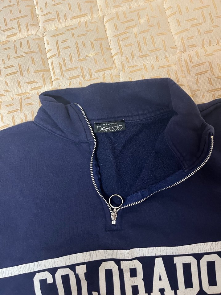 Kadın Lacivert Yarım Fermuarlı Sweatshirt - Görsel 2