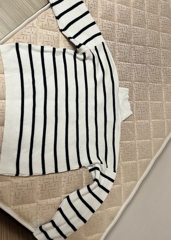 Çizgili Yarım Boğazlı Triko Kadın Kazak - Görsel 2