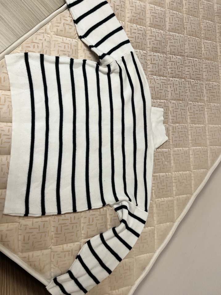 Çizgili Yarım Boğazlı Triko Kadın Kazak - Görsel 2