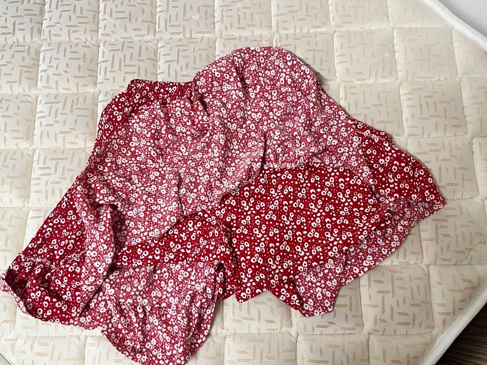 Kırmızı Fırfırlı Bohem Mini Etek - Görsel 2