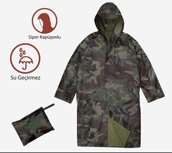 Kamuflaj avcı yağmurluk