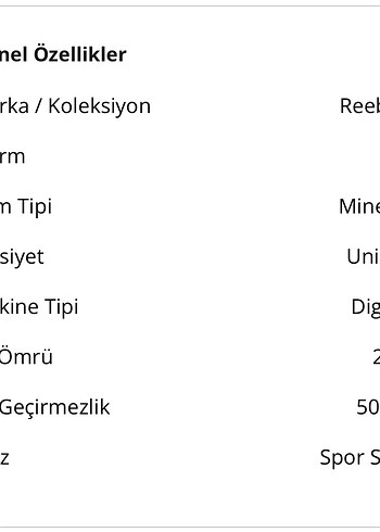  Beden siyah Renk Reebok Dijital Kol Saati