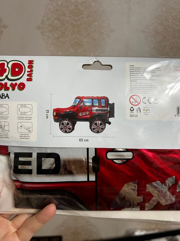 4D Folyo Oyuncak Araba Balon - Görsel 3