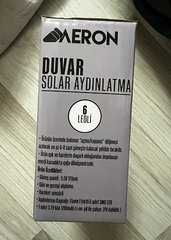 Diğer Aeron Duvar Solar Aydınlatma 6 LED'li Siyah