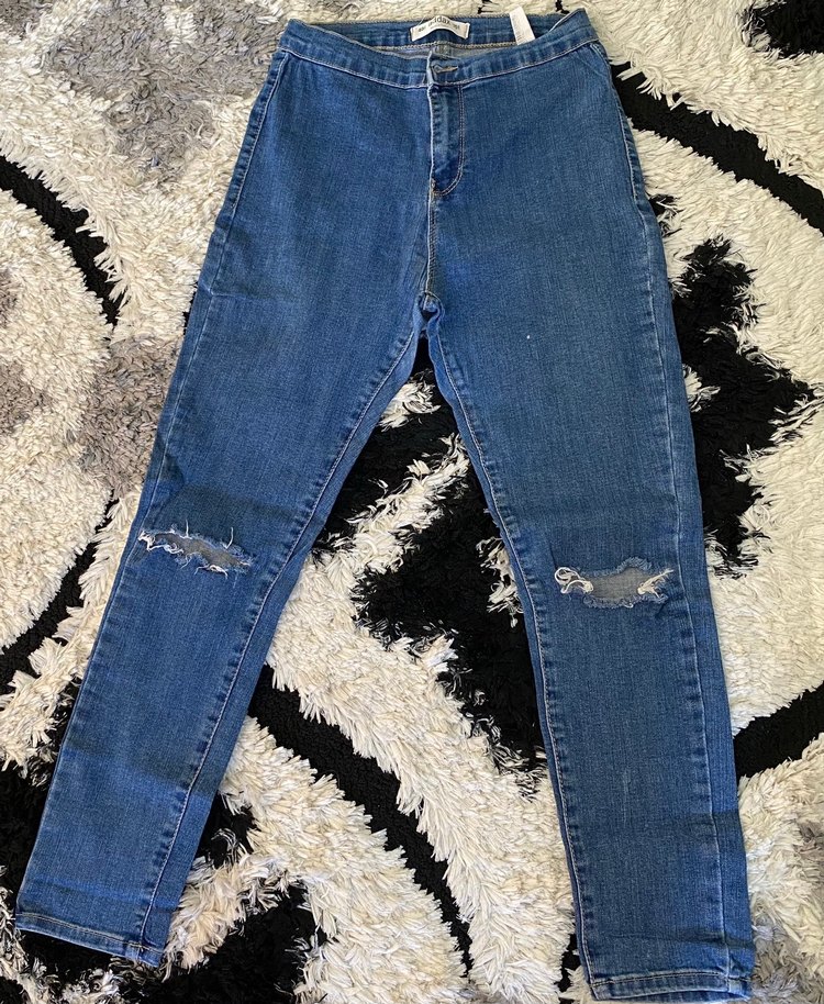 Kadın Mavi Yırtık Detaylı Skinny Jean - Görsel 2