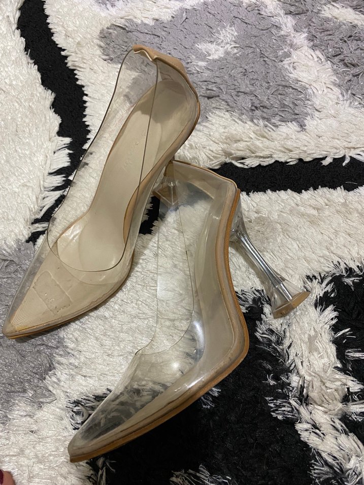 Bej Şeffaf Stiletto  Kadın Ayakkabı - Görsel 2