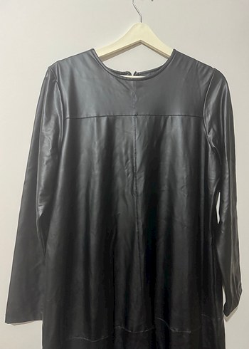 Kadın Siyah Deri Uzun Elbise - Görsel 3