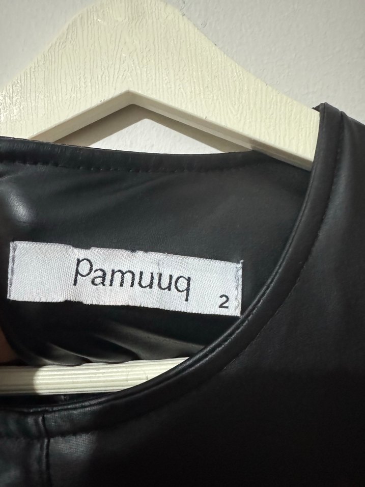 Kadın Siyah Deri Uzun Elbise - Görsel 4