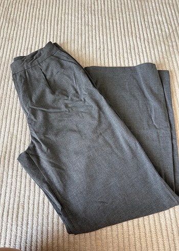 LC Waikiki Gri Keten Kadın Kumaş Pantolon