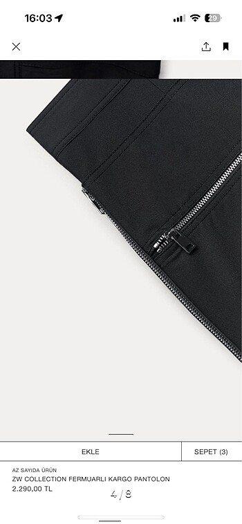 l Beden lacivert Renk Zara Premium Kargo Pantolon