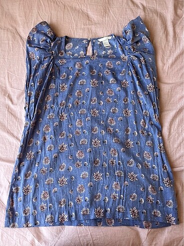 H&M desenli lila bluz