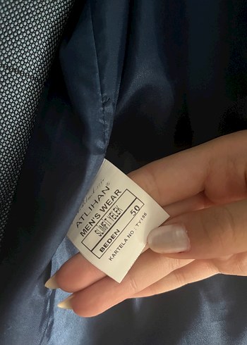 Diğer Mavi gri Ekose Desenli Erkek Takım Elbise
