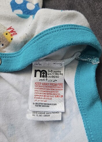 6 Ay Beden Mothercare Bebek Uzun Kollu Body 3~6 Ay