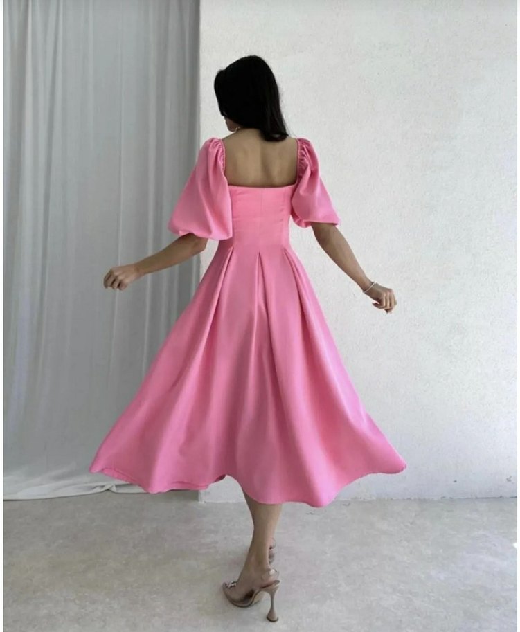 Pembe Modern Klasik Uzun Elbise - Görsel 2