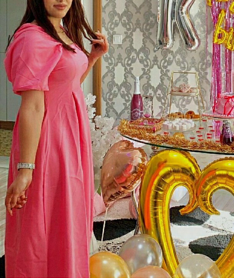 Pembe Modern Klasik Uzun Elbise - Görsel 3