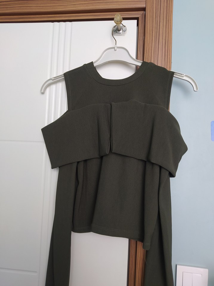 Kadın Zümrüt yeşili Uzun Kollu Fiyonklu Bluz - Görsel 4