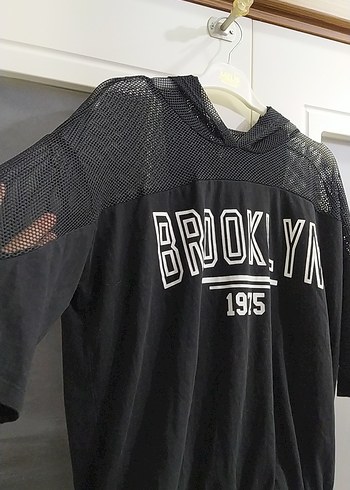 Siyah Fileli Brooklyn Baskılı Kadın Sweatshirt - Görsel 2