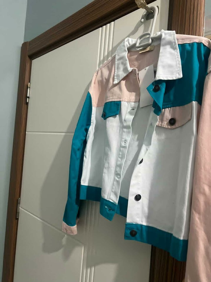 Renkli  Kadın Denim Ceket - Görsel 4