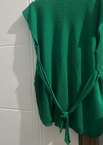 Yeşil V Yaka Kadın Triko Süveter - Görsel 2