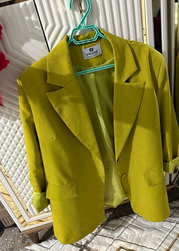 Uzun Kesim Yeşil Kadın Blazer Takım - Görsel 2