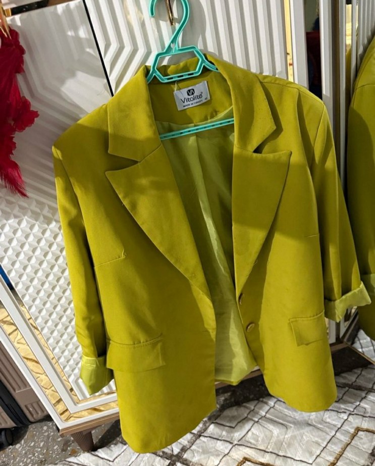 Uzun Kesim Yeşil Kadın Blazer Takım - Görsel 2