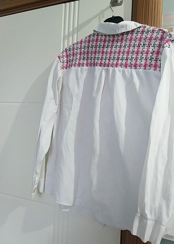Düğmeli Beyaz Kadın Gömlek - Görsel 4