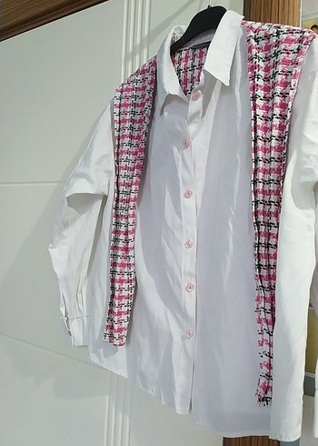 Düğmeli Beyaz Kadın Gömlek - Görsel 3