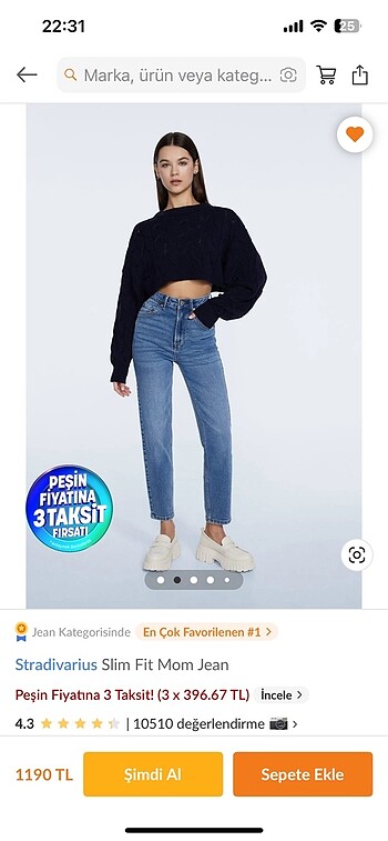 Stradivarius slim fit mom jean