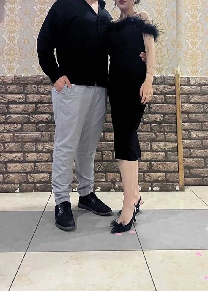 siyah otrişli elbise abiye - Görsel 3