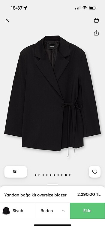 s Beden siyah Renk Pull&Bear Marka