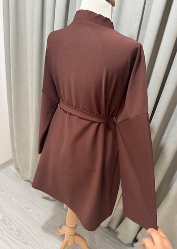 universal Beden kahverengi Renk Kahverengi Kuşaklı Kadın Kimono