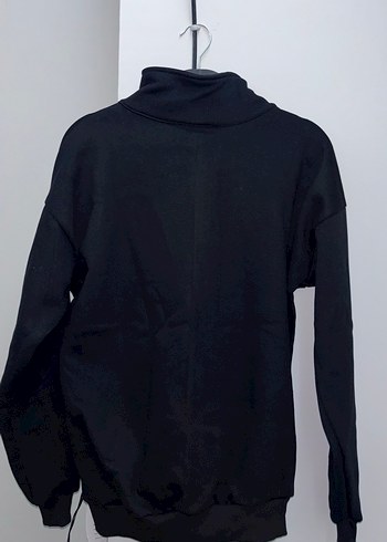 Fermuarlı Siyah Yüksek Yakalı Sweatshirt - Görsel 2